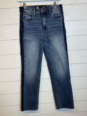 Kut from the Kloth Elizabeth Fab Ab Ankle Straight Leg High Rise Raw Hem Size 2L